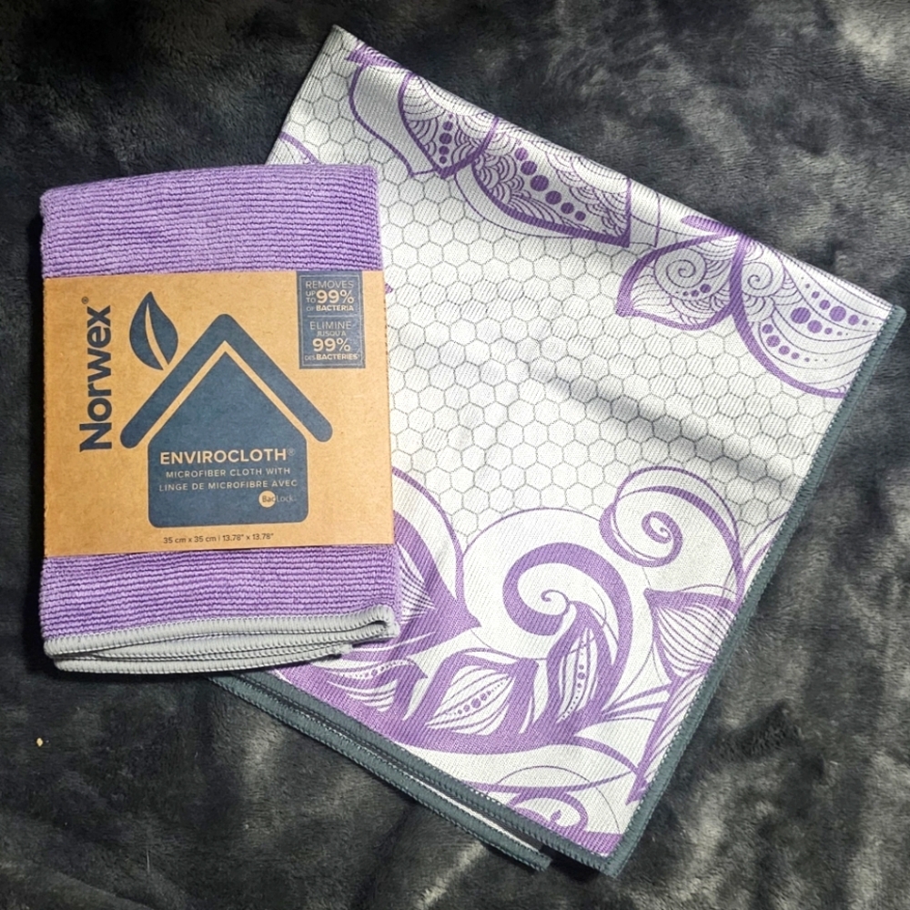 NORWEX - EnviroCloth and WindowCloth set ~ Lavender Graphite trim w/ Swirls